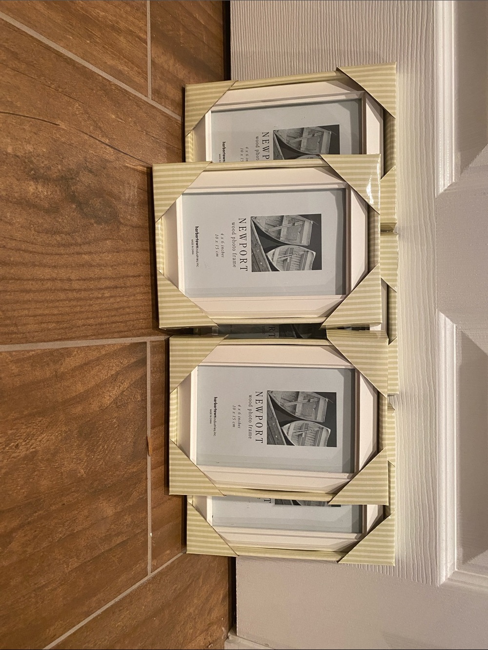 Newport Cream Picture Frame Set - Striped Cream Accent
